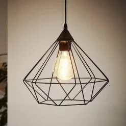 Lampade A Sospensione-Eglo tarbes lampada a sospensione per isola cestino nero