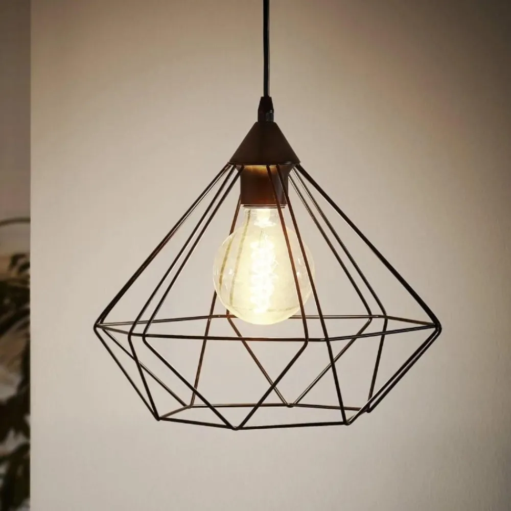 Lampade A Sospensione-Eglo tarbes lampada a sospensione per isola cestino nero