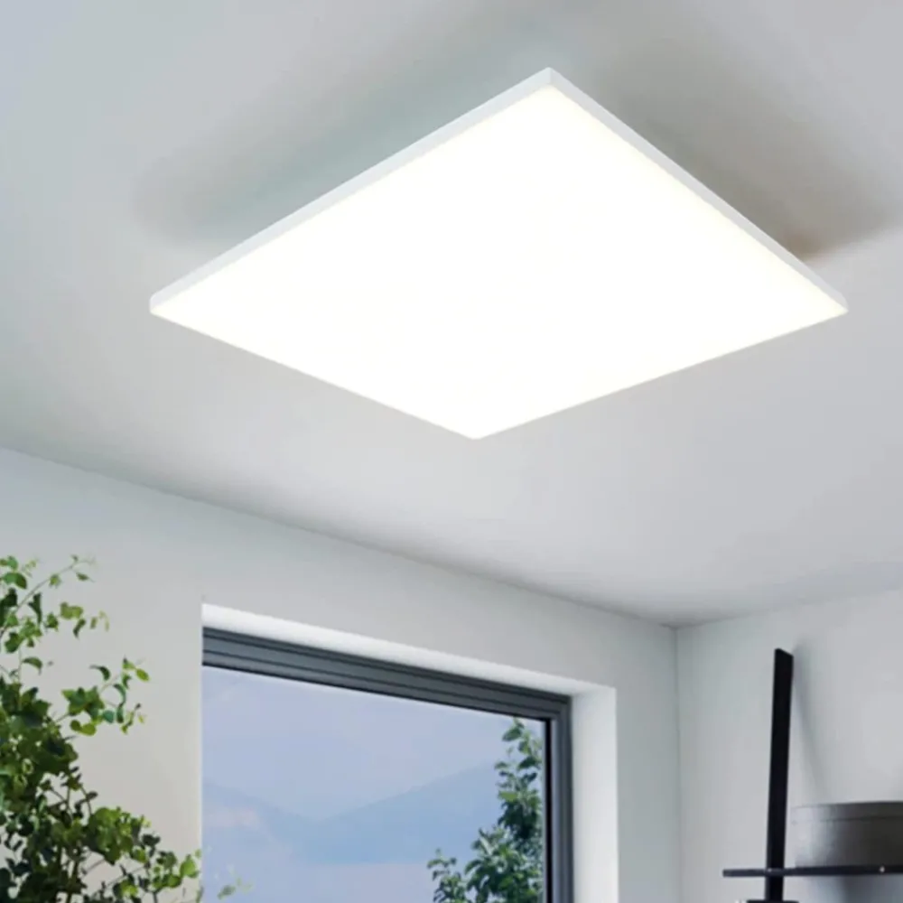 Plafoniere Moderne-Eglo turcona plafoniera led 4000k quadrata bianca