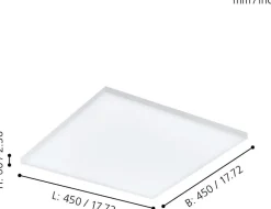 Plafoniere Moderne-Eglo turcona plafoniera led 4000k quadrata bianca