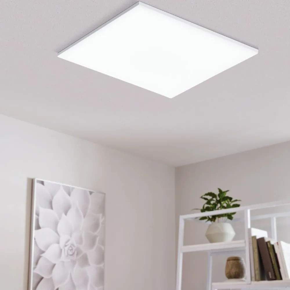 Plafoniere Moderne-Eglo turcona plafoniera led 45x45 quadrata tricolor 24w da 3000k a 6500k