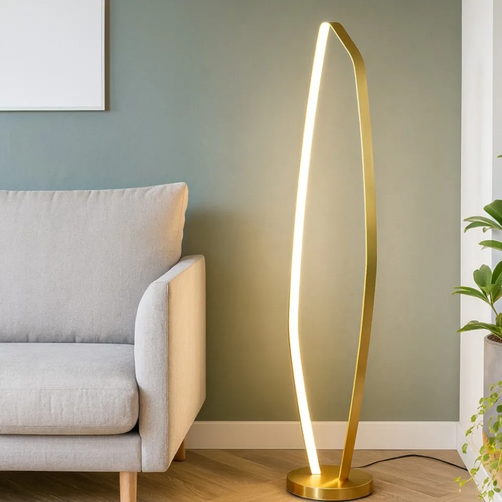 Lampade Da Terra-Eglo vallerosa lampada da terra oro ottone design moderna led 25w 3000k