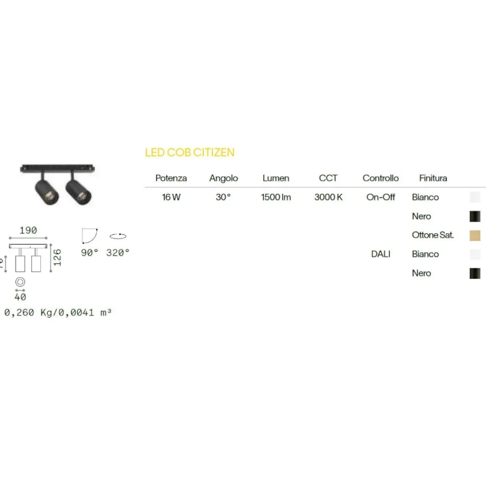 Illuminazione A Binario-Ideal Lux Ego faretti led 16w 3000k osram bianco dimmerabile dali orientabile binario sospensione monofase