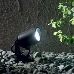 Faretti Da Esterno-Ideal Lux Elio pr1 faretto con picchetto per giardino nero orientabile ip66