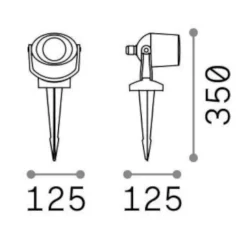 Faretti Da Esterno-Ideal Lux Elio pr1 faretto con picchetto per giardino nero orientabile ip66