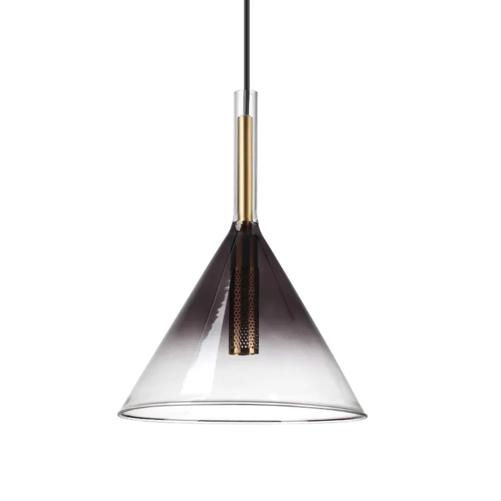Lampade A Sospensione-Ideal Lux Empire sp1 cono lampada a sospensione vetro fume g9 led