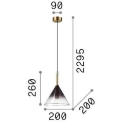 Lampade A Sospensione-Ideal Lux Empire sp1 cono lampada a sospensione vetro fume g9 led