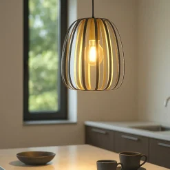Lampade A Sospensione-Eglo Encinitos lampada a sospensione per cucina moderna paralume traforato