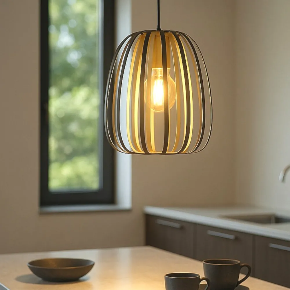 Lampade A Sospensione-Eglo Encinitos lampada a sospensione per cucina moderna paralume traforato