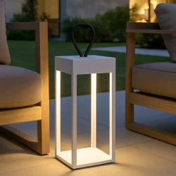 Lampade Da Esterno Giardino-Ideal Lux Enya tl lampada da tavolo bianca per esterno portatile led ip54