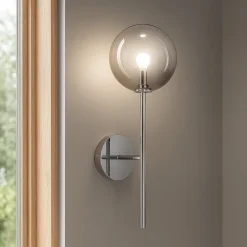 Applique Da Parete-Ideal Lux Equinoxe ap1 applique sfera vetro fume sfumato