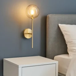 Applique Camera Da Letto-Ideal Lux Equinoxe ap1 applique per camera da letto vetro ambra sfumato