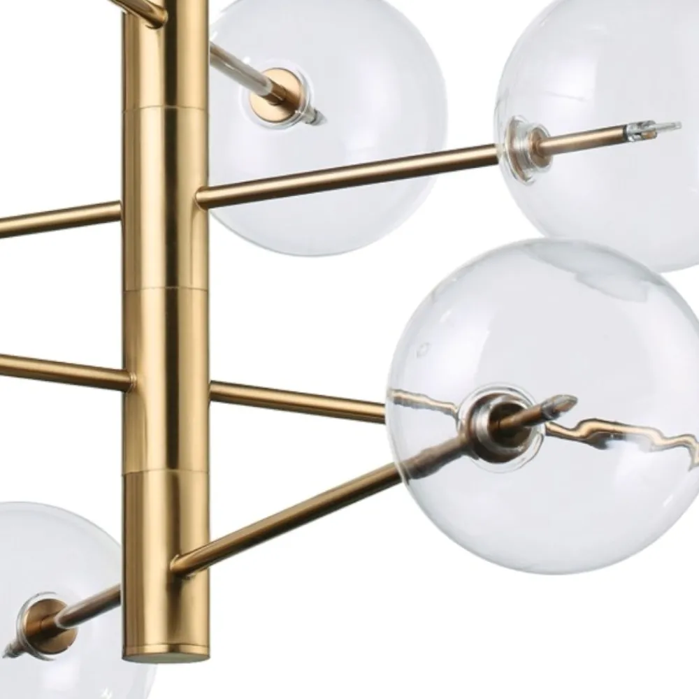 Lampadari Moderni-Ideal Lux Equinoxe sp12 ottone lampadario design bocce vetro trasparenti