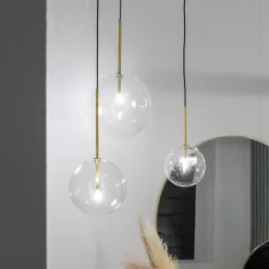 Lampade A Sospensione-Ideal Lux Equinoxe sp1 d15 ottone lampada da comodino sfera vetro