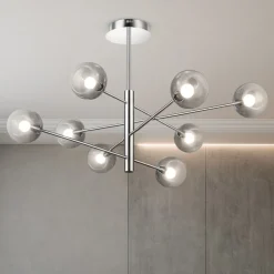 Lampadari Moderni-Ideal Lux Equinoxe sp8 lampadario moderno 8 sfere vetro fume sfumato