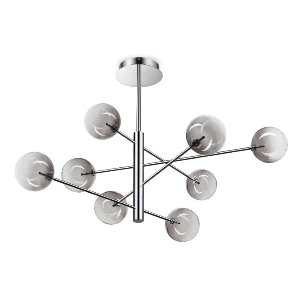 Lampadari Moderni-Ideal Lux Equinoxe sp8 lampadario moderno 8 sfere vetro fume sfumato