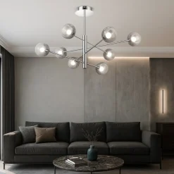 Lampadari Moderni-Ideal Lux Equinoxe sp8 lampadario moderno 8 sfere vetro fume sfumato