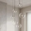 Lampadari Moderni-Ideal Lux Equinoxe sp6 lampadario a cascata con sfere di vetro moderno