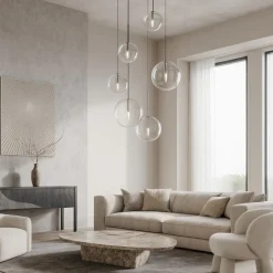 Lampadari Moderni-Ideal Lux Equinoxe sp6 lampadario a cascata con sfere di vetro moderno
