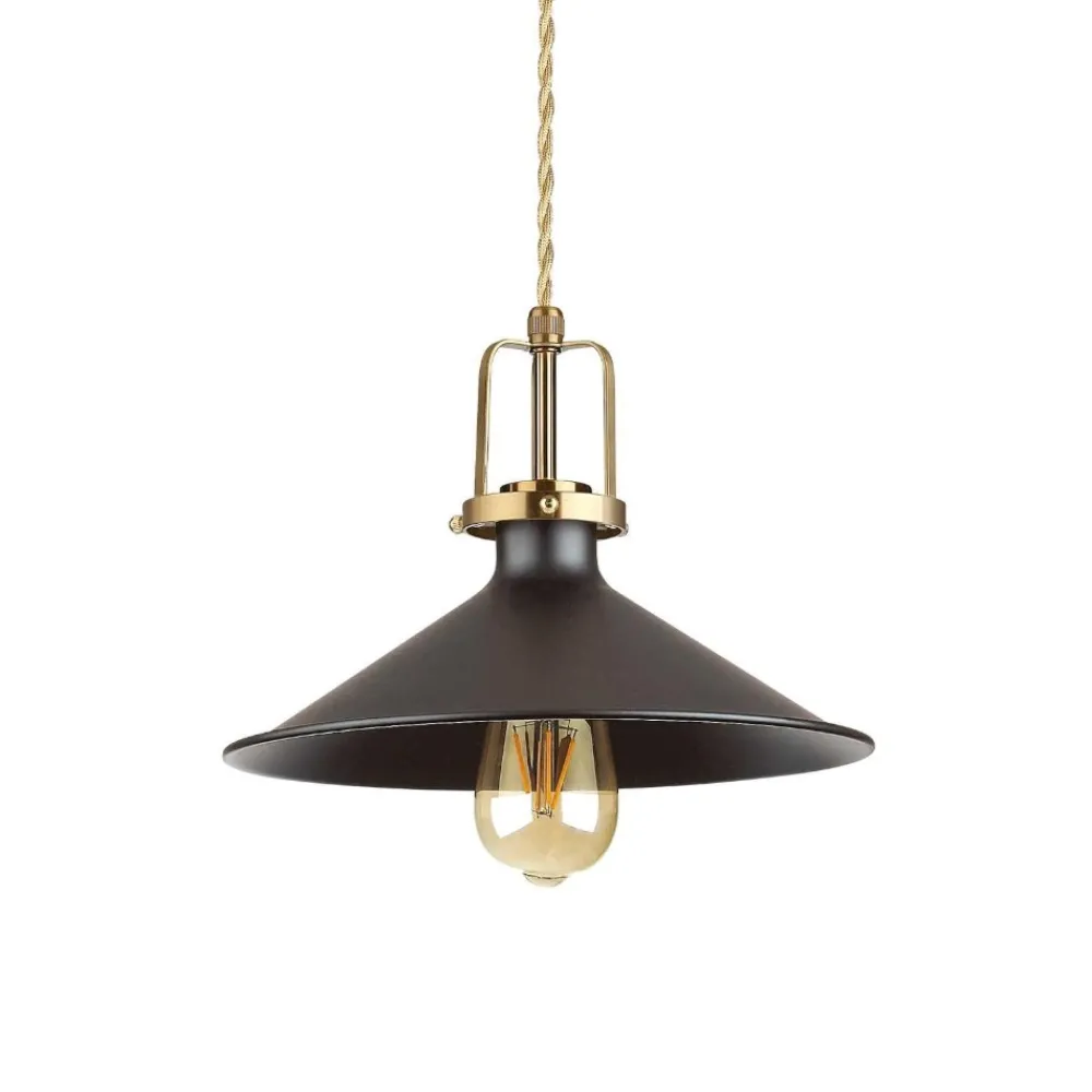 Lampade A Sospensione-Ideal Lux Eris-3 sp1 lampadario da cucina nero rustico