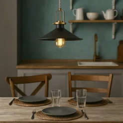Lampade A Sospensione-Ideal Lux Eris-3 sp1 lampadario da cucina nero rustico