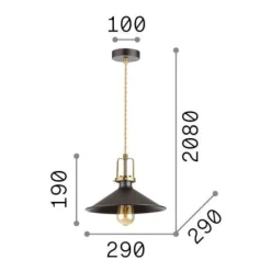 Lampade A Sospensione-Ideal Lux Eris-3 sp1 lampadario da cucina nero rustico