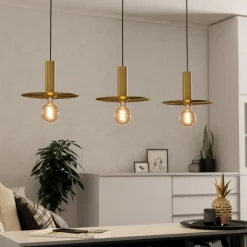 Lampadari Cucina-Eglo Escandell lampadario da cucina minimal 3 luci colore oro