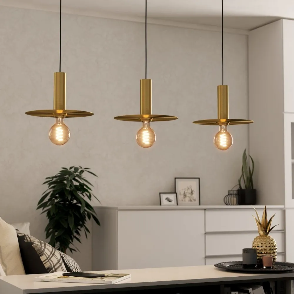 Lampadari Cucina-Eglo Escandell lampadario da cucina minimal 3 luci colore oro