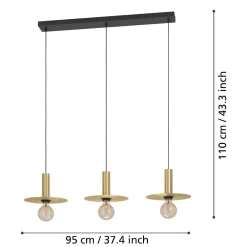 Lampadari Cucina-Eglo Escandell lampadario da cucina minimal 3 luci colore oro