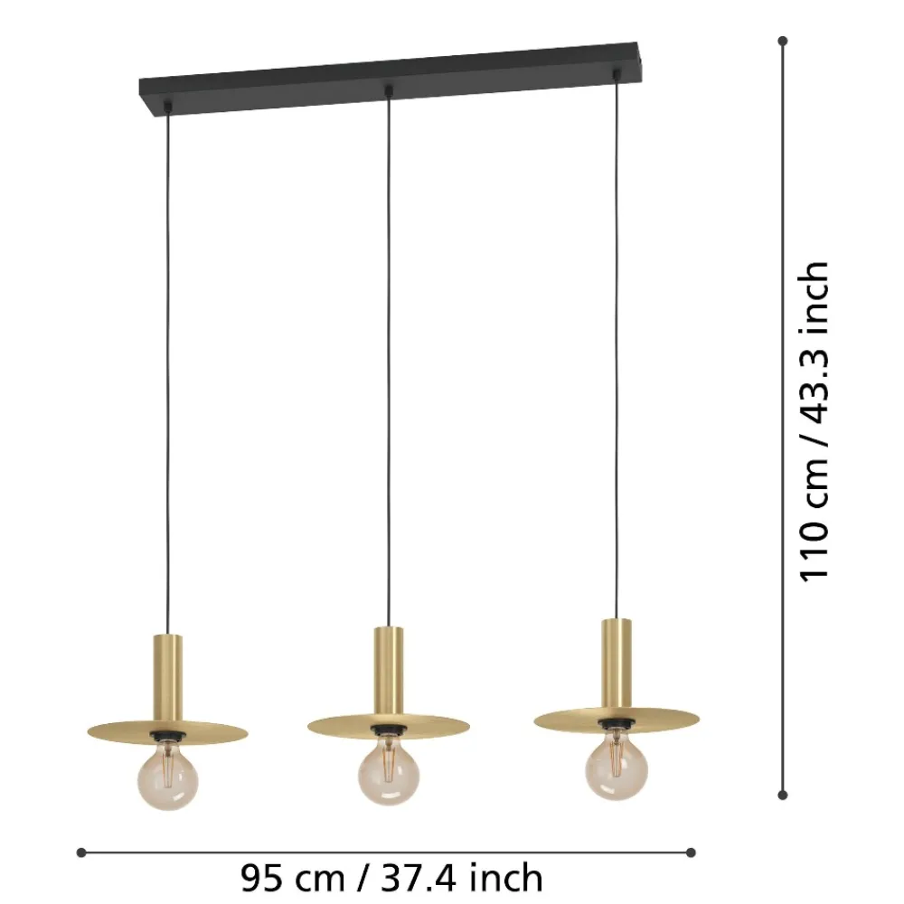Lampadari Cucina-Eglo Escandell lampadario da cucina minimal 3 luci colore oro