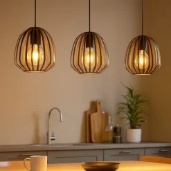 Lampadari Cucina-Eglo Espinal lampadario da cucina colore marrone 3 luci