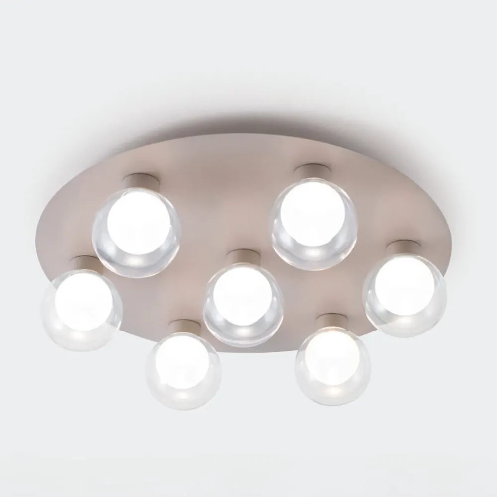 Plafoniere Moderne-Vivida International Essence vivida grande plafoniera moderna 7 sfere vetro led 3000k champagne