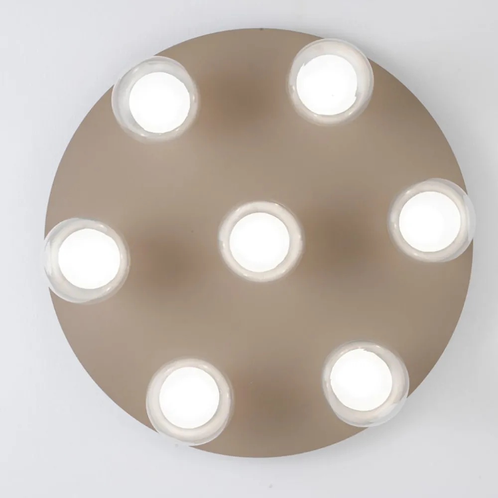 Plafoniere Moderne-Vivida International Essence vivida grande plafoniera moderna 7 sfere vetro led 3000k champagne