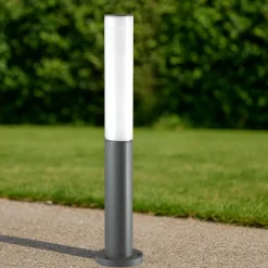 Lampioni Da Giardino-Ideal Lux Etere pt 3000k lampione moderno da esterno ip44 antracite led 9,5w