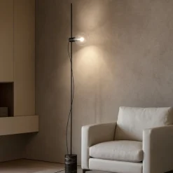 Lampade Da Terra-Ideal Lux Eva pt1 piantana nera base di marmo