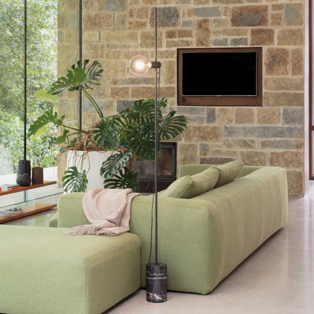 Lampade Da Terra-Ideal Lux Eva pt1 piantana nera base di marmo
