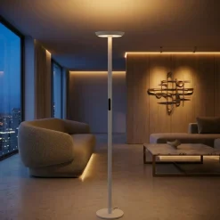 Lampade Da Terra-Fabas Luce fizz piantana bianca moderna led 60w 2700k 3200k 4000k biemissione