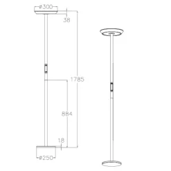 Lampade Da Terra-Fabas Luce fizz piantana bianca moderna led 60w 2700k 3200k 4000k biemissione