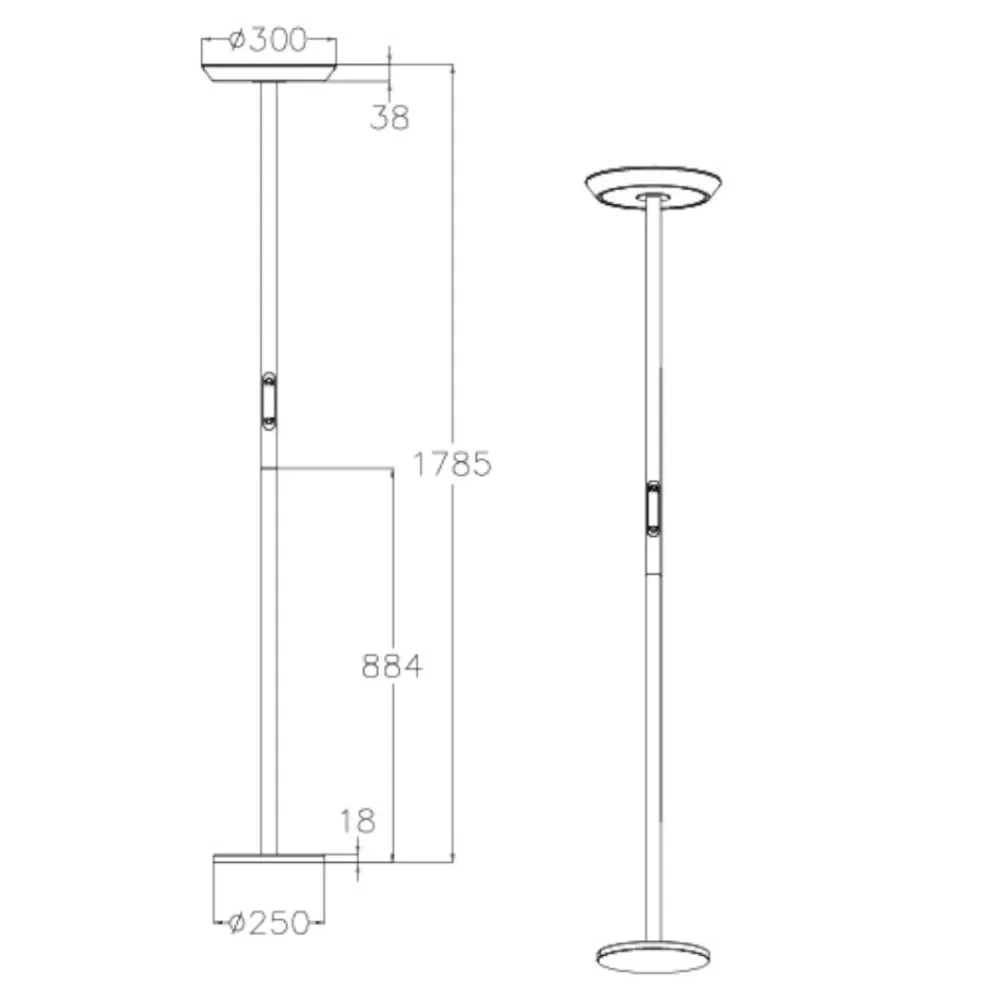Lampade Da Terra-Fabas Luce fizz piantana bianca moderna led 60w 2700k 3200k 4000k biemissione
