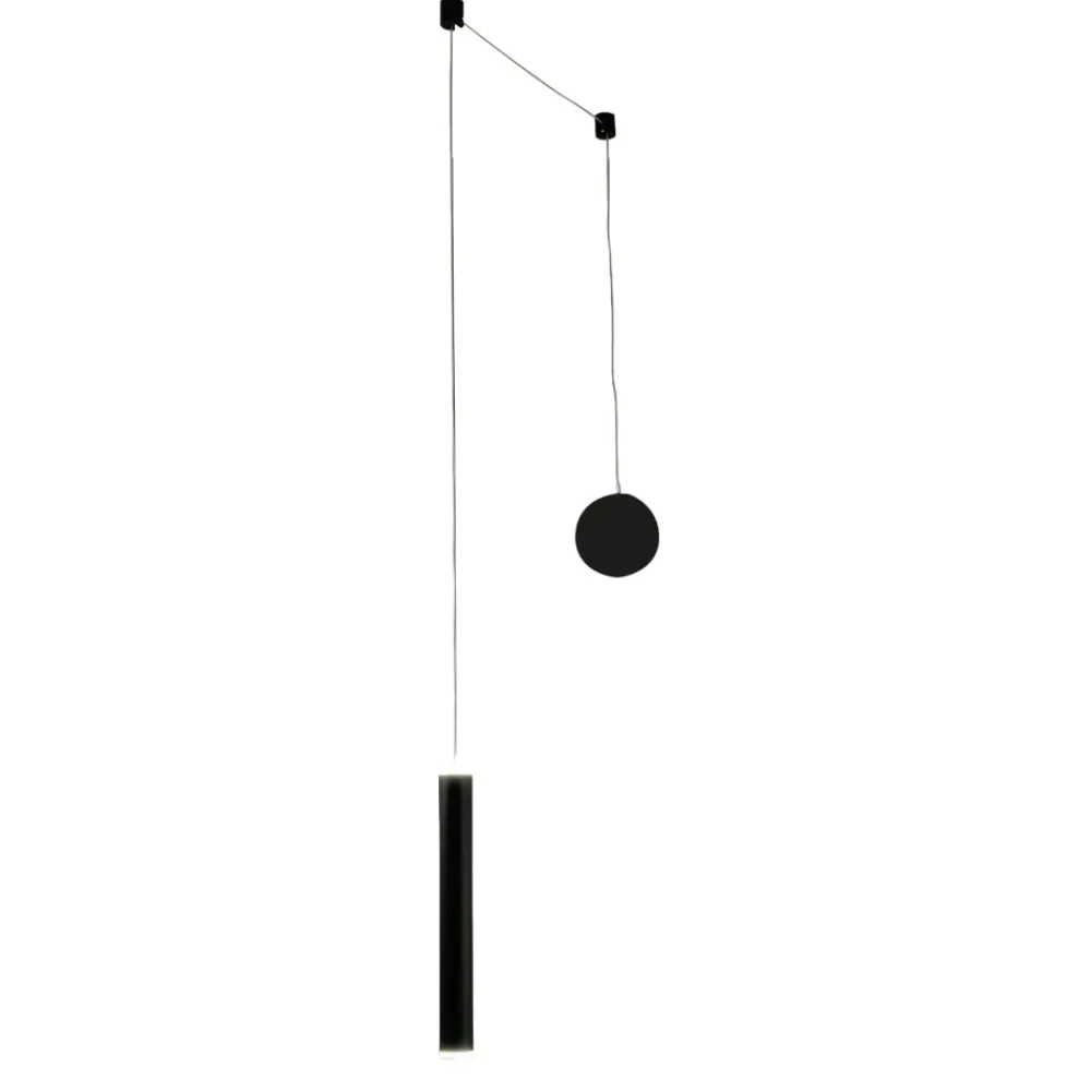 Lampade A Sospensione-Fabas Luce prado lampada a sospensione nera led biemissione con decentramento