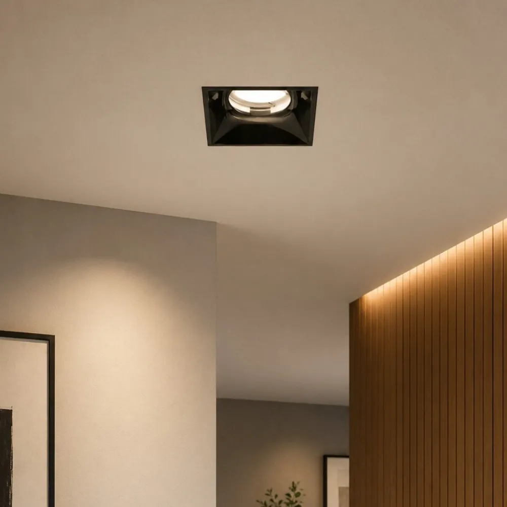 Faretti Da Incasso-Selezionato da Mazzolaluce Faretti da incasso in gesso quadrato bianco nero gea luce
