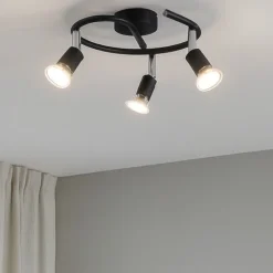Plafoniere Moderne-Selezionato da Mazzolaluce Faretti led da soffitto 3 luci cilindri orientabili nero