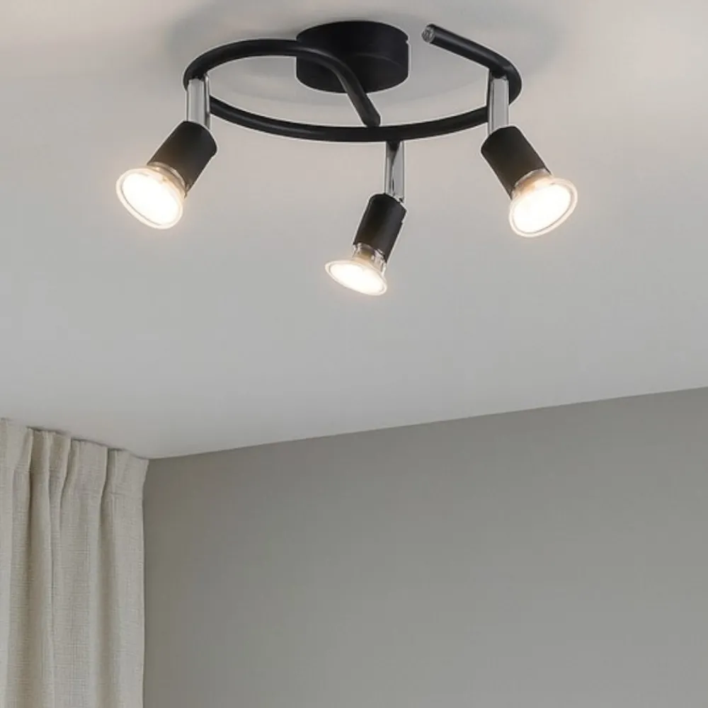 Plafoniere Moderne-Selezionato da Mazzolaluce Faretti led da soffitto 3 luci cilindri orientabili nero