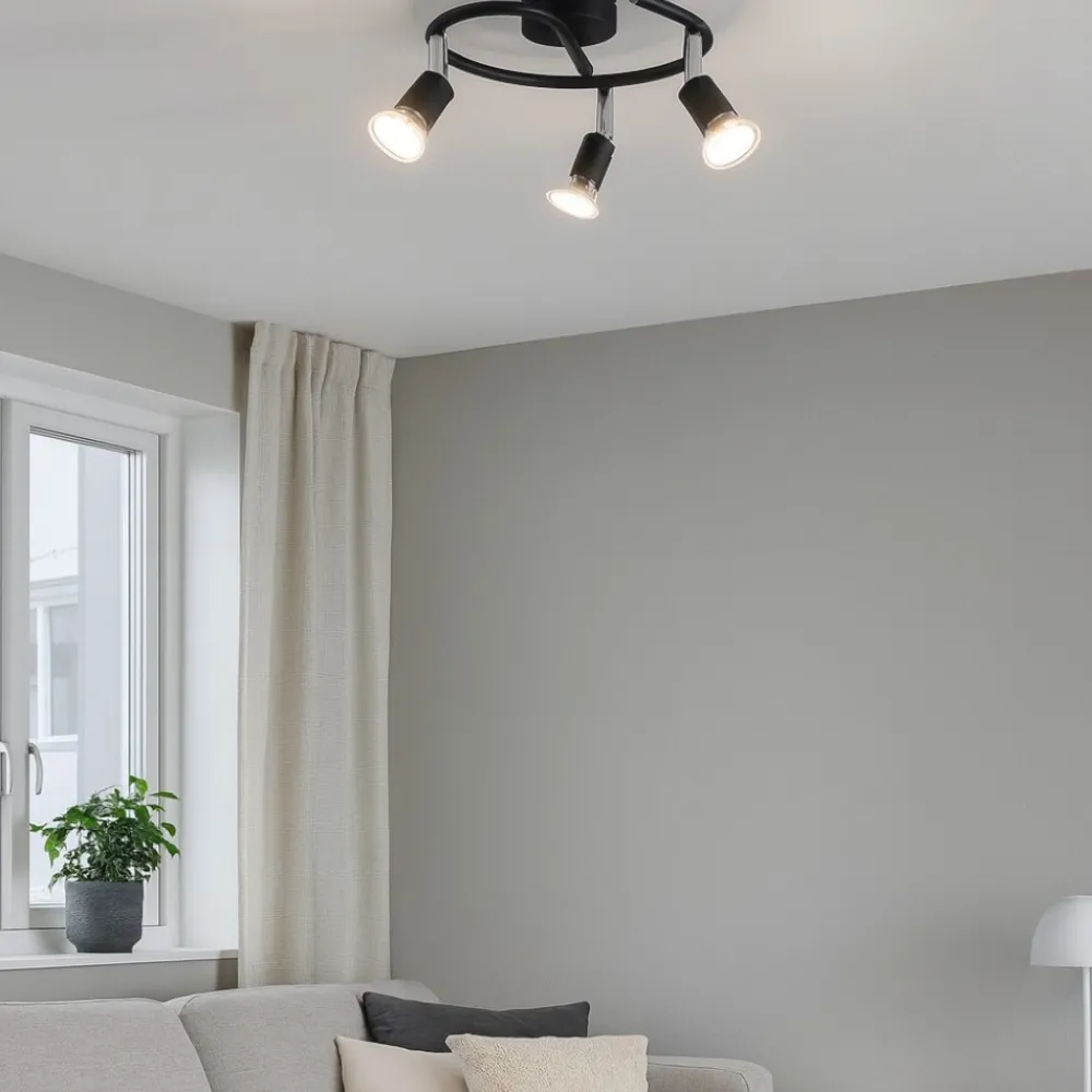 Plafoniere Moderne-Selezionato da Mazzolaluce Faretti led da soffitto 3 luci cilindri orientabili nero
