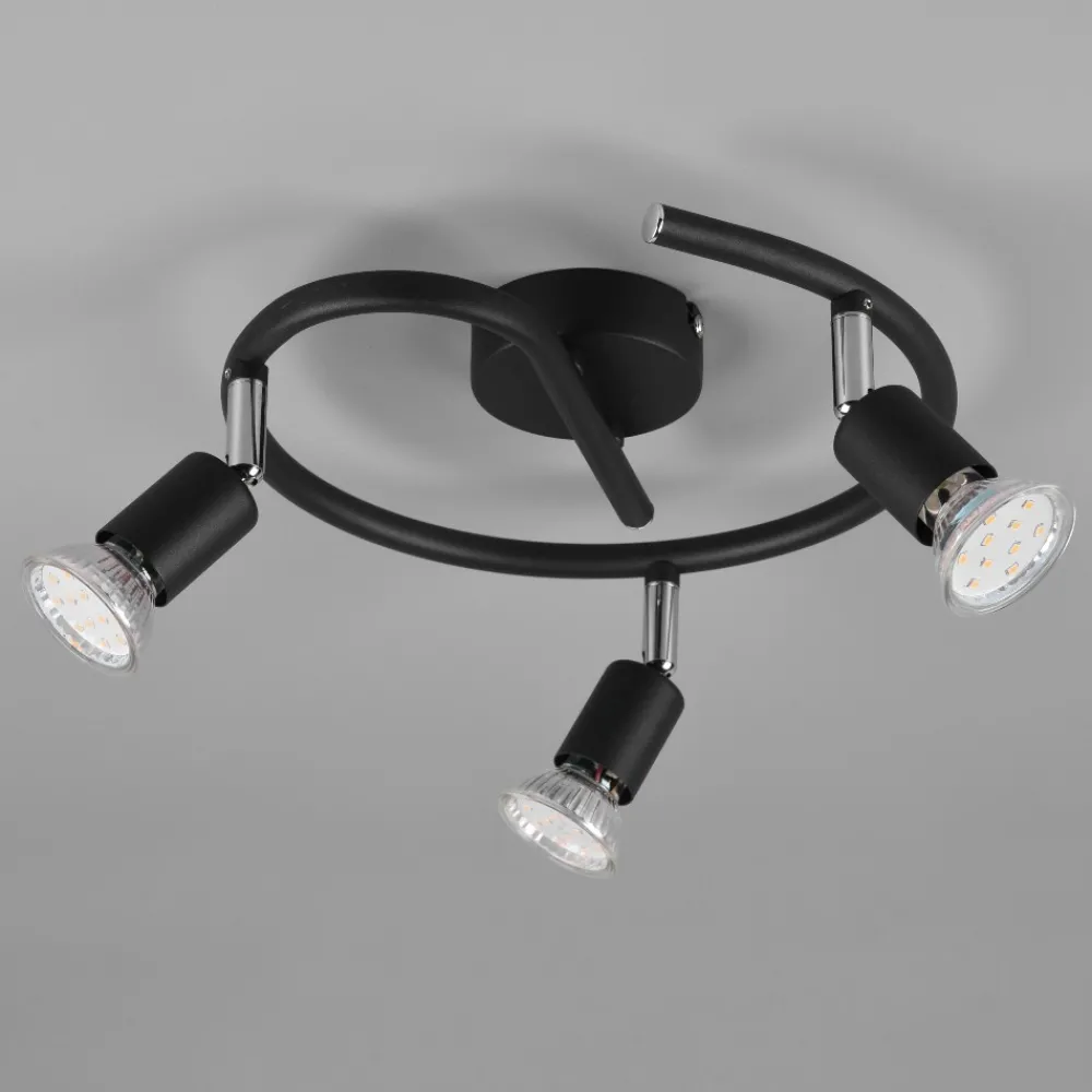 Plafoniere Moderne-Selezionato da Mazzolaluce Faretti led da soffitto 3 luci cilindri orientabili nero