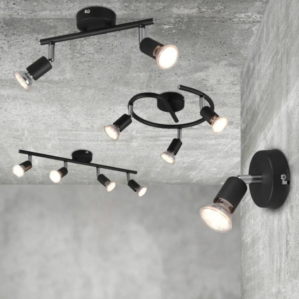 Plafoniere Moderne-Selezionato da Mazzolaluce Faretti led per soffitto nero 2 luci orientabili
