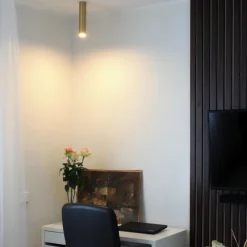 Faretti Da Soffitto-Selezionato da Mazzolaluce Faretto a soffitto cilindro oro satinato