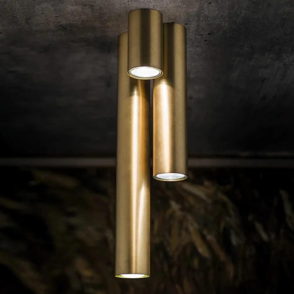 Faretti Da Soffitto-Selezionato da Mazzolaluce Faretto a soffitto cilindro oro satinato