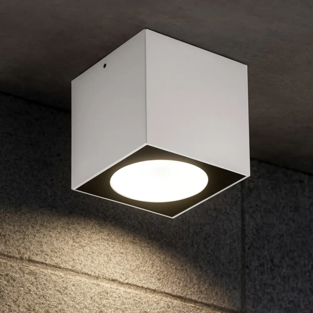 Faretti Da Esterno-Selezionato da Mazzolaluce Faretto a soffitto da esterno cubo bianco led 6w 4000k