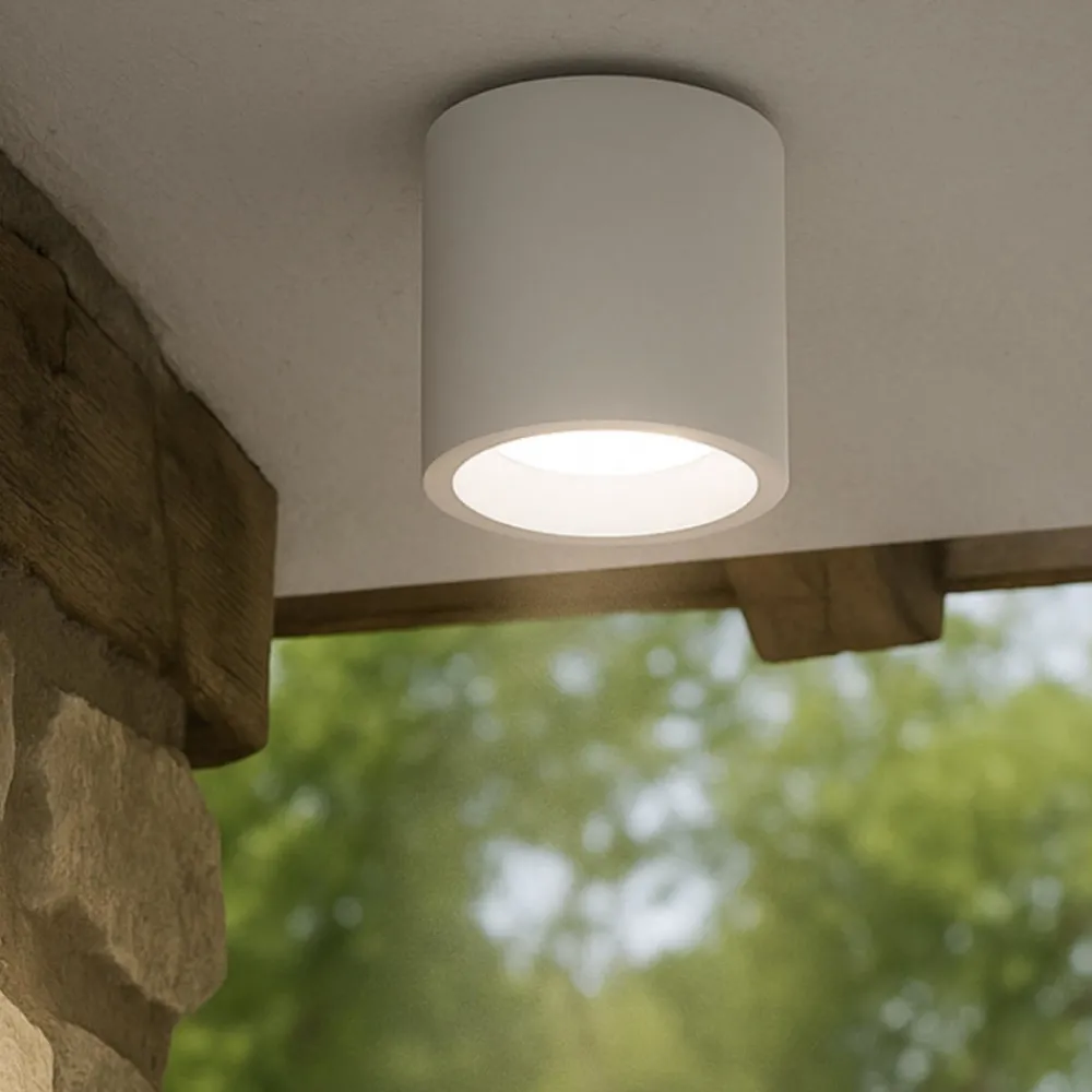 Faretti Da Esterno-Selezionato da Mazzolaluce Faretto a soffitto da esterno bianco tondo led 12w 3000k ip65